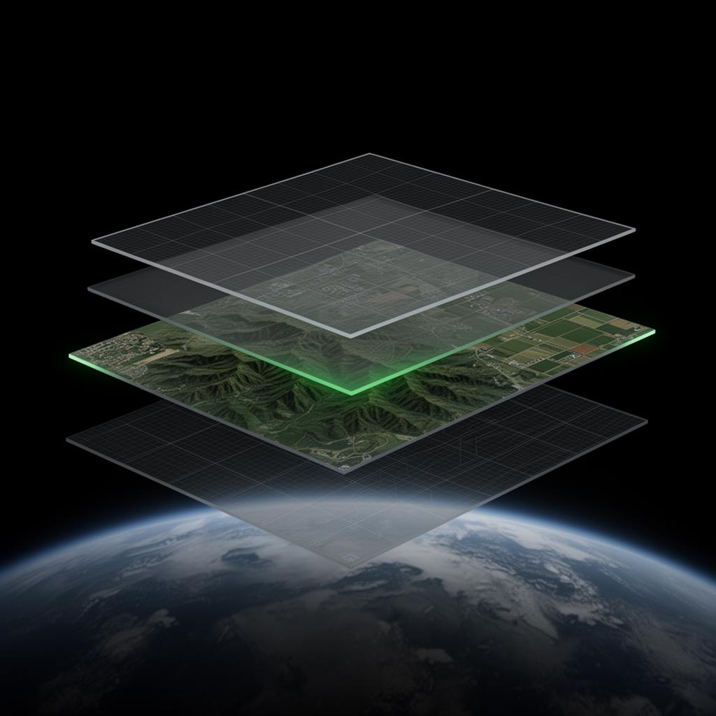 Layered satellite data over Earth